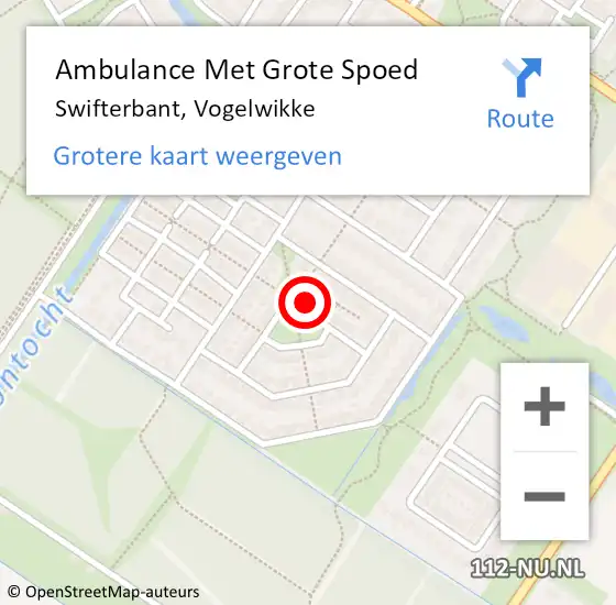 Locatie op kaart van de 112 melding: Ambulance Met Grote Spoed Naar Swifterbant, Vogelwikke op 9 september 2017 08:24