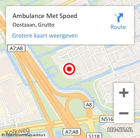 Locatie op kaart van de 112 melding: Ambulance Met Spoed Naar Oostzaan, Grutto op 9 september 2017 09:30