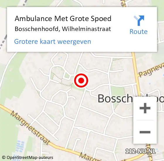 Locatie op kaart van de 112 melding: Ambulance Met Grote Spoed Naar Bosschenhoofd, Wilhelminastraat op 9 september 2017 09:41