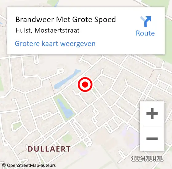 Locatie op kaart van de 112 melding: Brandweer Met Grote Spoed Naar Hulst, Mostaertstraat op 9 september 2017 09:49