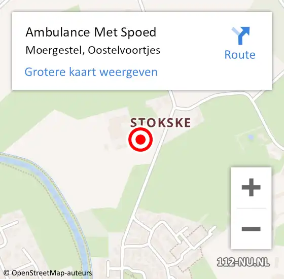 Locatie op kaart van de 112 melding: Ambulance Met Spoed Naar Moergestel, Oostelvoortjes op 9 september 2017 09:51