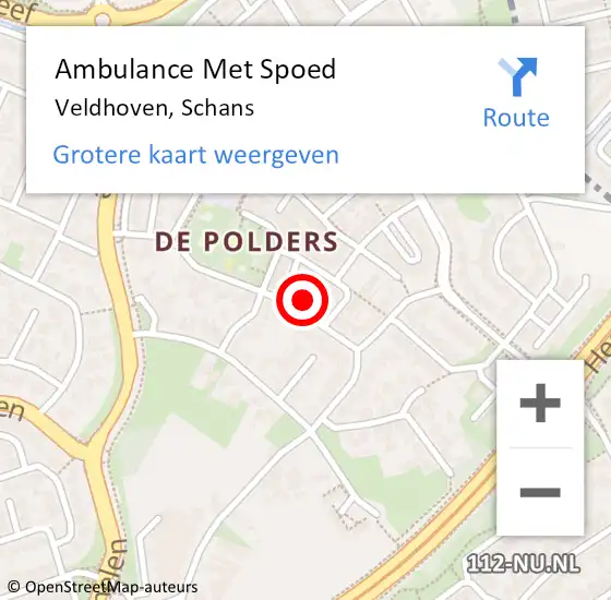 Locatie op kaart van de 112 melding: Ambulance Met Spoed Naar Veldhoven, Schans op 9 september 2017 10:15