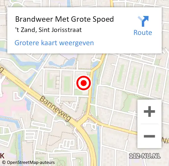 Locatie op kaart van de 112 melding: Brandweer Met Grote Spoed Naar 't Zand, Sint Jorisstraat op 9 september 2017 10:35