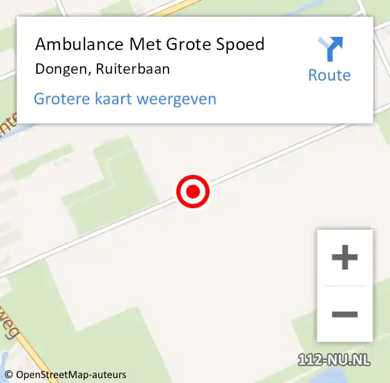 Locatie op kaart van de 112 melding: Ambulance Met Grote Spoed Naar Dongen, Ruiterbaan op 9 september 2017 10:43