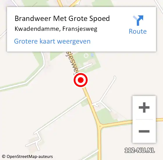 Locatie op kaart van de 112 melding: Brandweer Met Grote Spoed Naar Kwadendamme, Fransjesweg op 9 september 2017 11:59