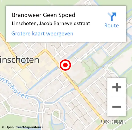 Locatie op kaart van de 112 melding: Brandweer Geen Spoed Naar Linschoten, Jacob Barneveldstraat op 9 september 2017 12:02