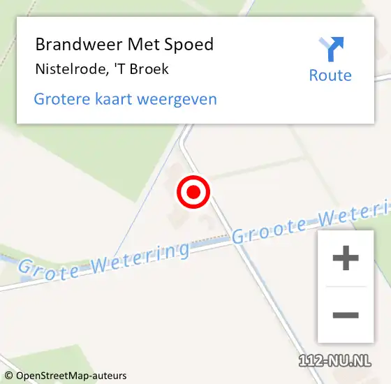 Locatie op kaart van de 112 melding: Brandweer Met Spoed Naar Nistelrode, 'T Broek op 9 september 2017 12:18