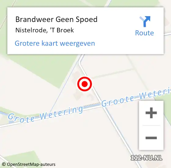 Locatie op kaart van de 112 melding: Brandweer Geen Spoed Naar Nistelrode, 'T Broek op 9 september 2017 12:20