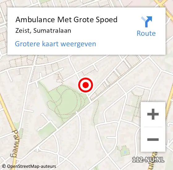 Locatie op kaart van de 112 melding: Ambulance Met Grote Spoed Naar Zeist, Sumatralaan op 9 september 2017 12:22