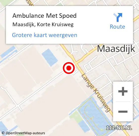Locatie op kaart van de 112 melding: Ambulance Met Spoed Naar Maasdijk, Korte Kruisweg op 9 september 2017 12:40