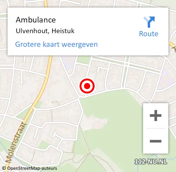 Locatie op kaart van de 112 melding: Ambulance Ulvenhout, Heistuk op 9 september 2017 12:49