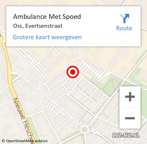 Locatie op kaart van de 112 melding: Ambulance Met Spoed Naar Oss, Evertsenstraat op 9 september 2017 13:21