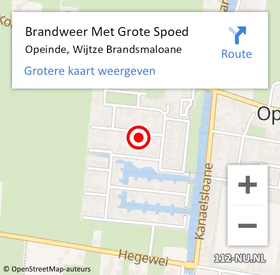 Locatie op kaart van de 112 melding: Brandweer Met Grote Spoed Naar Opeinde, Wijtze Brandsmaloane op 9 september 2017 13:43