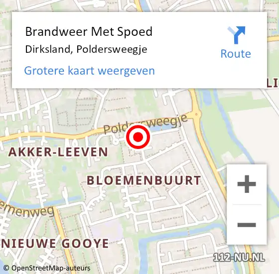 Locatie op kaart van de 112 melding: Brandweer Met Spoed Naar Dirksland, Poldersweegje op 9 september 2017 14:06