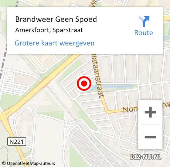 Locatie op kaart van de 112 melding: Brandweer Geen Spoed Naar Amersfoort, Sparstraat op 9 september 2017 14:16