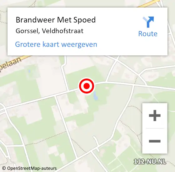 Locatie op kaart van de 112 melding: Brandweer Met Spoed Naar Gorssel, Veldhofstraat op 9 september 2017 14:25