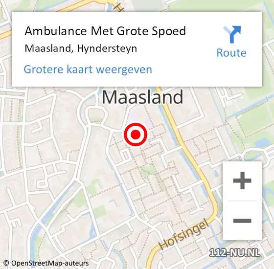 Locatie op kaart van de 112 melding: Ambulance Met Grote Spoed Naar Maasland, Hyndersteyn op 9 september 2017 15:06