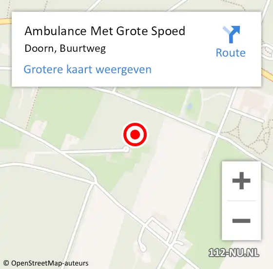 Locatie op kaart van de 112 melding: Ambulance Met Grote Spoed Naar Doorn, Buurtweg op 9 september 2017 15:17