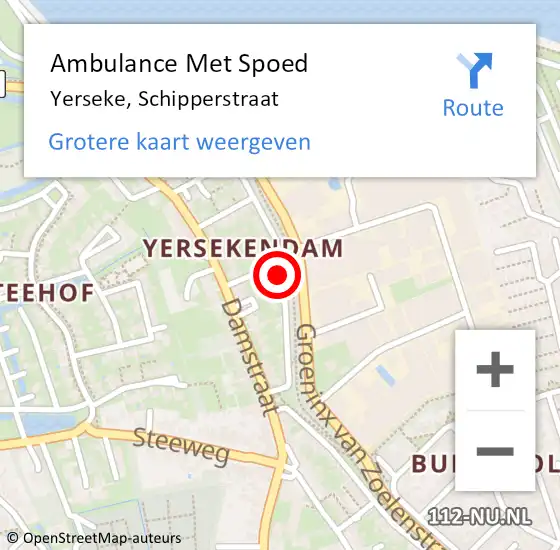 Locatie op kaart van de 112 melding: Ambulance Met Spoed Naar Yerseke, Schipperstraat op 9 september 2017 15:24