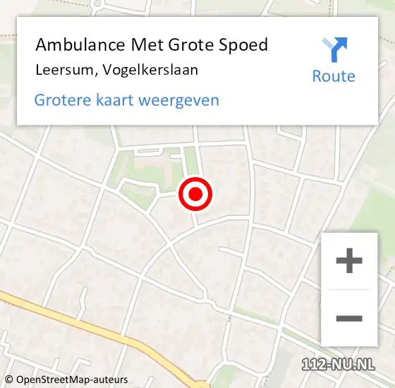 Locatie op kaart van de 112 melding: Ambulance Met Grote Spoed Naar Leersum, Vogelkerslaan op 9 september 2017 15:47