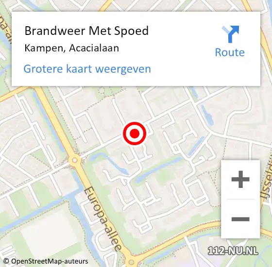 Locatie op kaart van de 112 melding: Brandweer Met Spoed Naar Kampen, Acacialaan op 9 september 2017 15:56