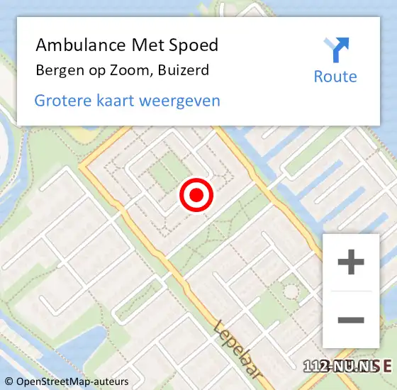 Locatie op kaart van de 112 melding: Ambulance Met Spoed Naar Bergen op Zoom, Buizerd op 9 september 2017 16:00