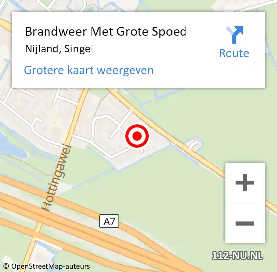 Locatie op kaart van de 112 melding: Brandweer Met Grote Spoed Naar Nijland, Singel op 9 september 2017 16:34