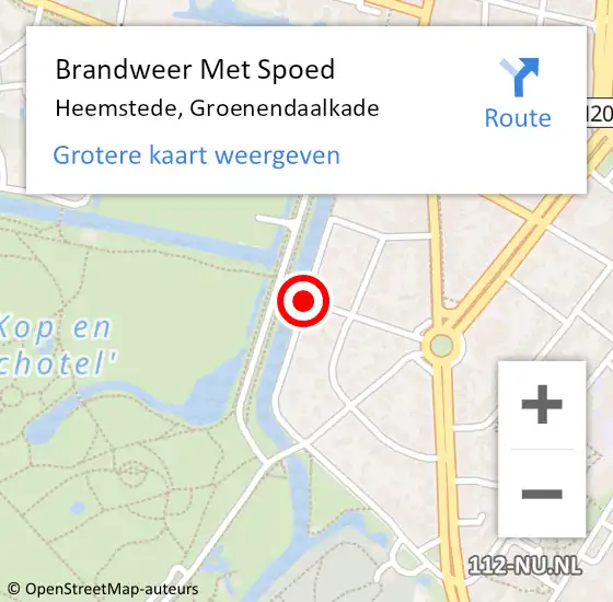 Locatie op kaart van de 112 melding: Brandweer Met Spoed Naar Heemstede, Groenendaalkade op 9 september 2017 16:37