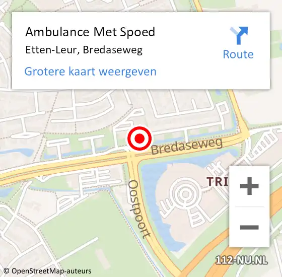 Locatie op kaart van de 112 melding: Ambulance Met Spoed Naar Etten-Leur, Bredaseweg op 9 september 2017 17:50