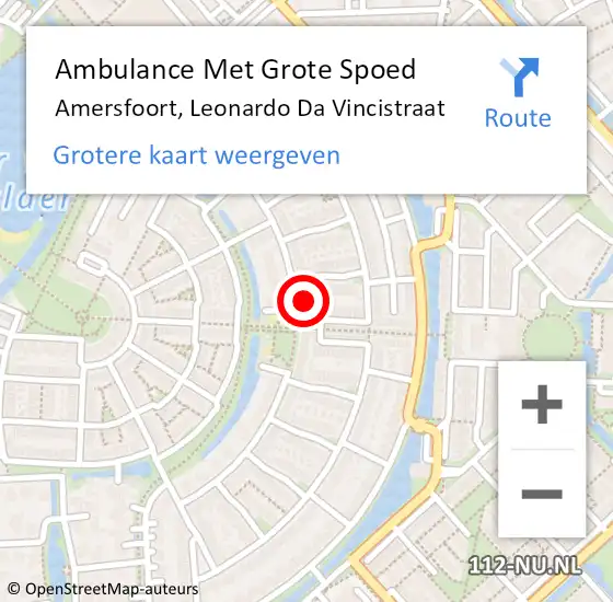 Locatie op kaart van de 112 melding: Ambulance Met Grote Spoed Naar Amersfoort, Leonardo Da Vincistraat op 9 september 2017 17:57