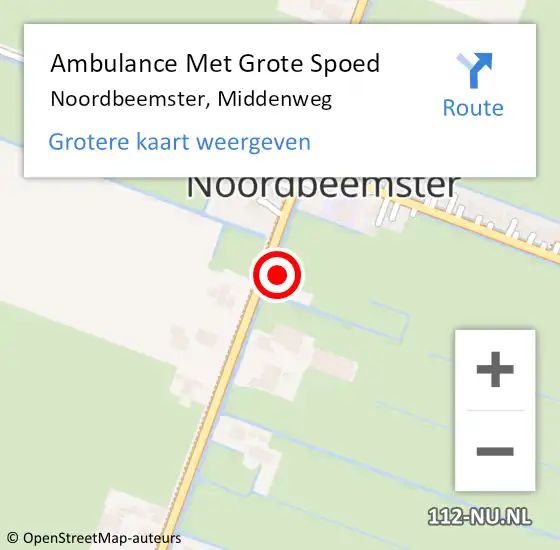 Locatie op kaart van de 112 melding: Ambulance Met Grote Spoed Naar Noordbeemster, Middenweg op 9 september 2017 18:04