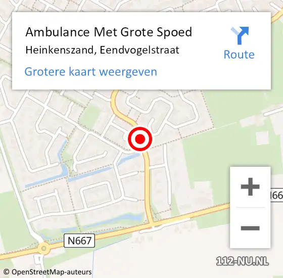 Locatie op kaart van de 112 melding: Ambulance Met Grote Spoed Naar Heinkenszand, Eendvogelstraat op 9 september 2017 18:38