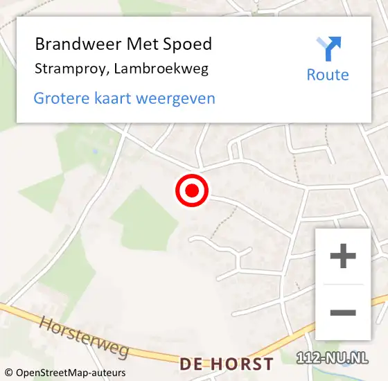 Locatie op kaart van de 112 melding: Brandweer Met Spoed Naar Stramproy, Lambroekweg op 9 september 2017 18:55