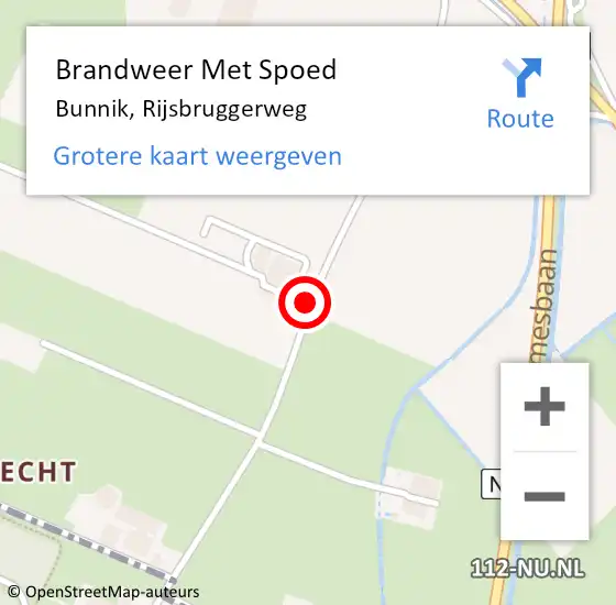 Locatie op kaart van de 112 melding: Brandweer Met Spoed Naar Bunnik, Rijsbruggerweg op 9 september 2017 18:58