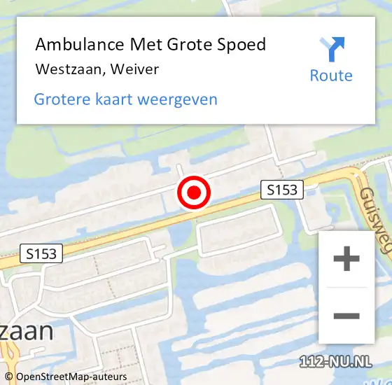 Locatie op kaart van de 112 melding: Ambulance Met Grote Spoed Naar Westzaan, Weiver op 9 september 2017 20:27