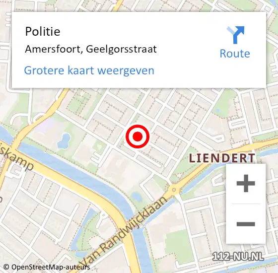 Locatie op kaart van de 112 melding: Politie Amersfoort, Geelgorsstraat op 9 september 2017 20:33