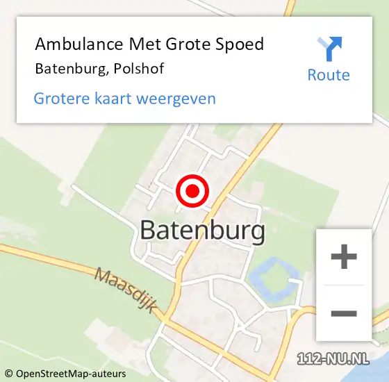 Locatie op kaart van de 112 melding: Ambulance Met Grote Spoed Naar Batenburg, Polshof op 9 september 2017 21:51