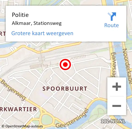 Locatie op kaart van de 112 melding: Politie Alkmaar, Stationsweg op 9 september 2017 23:12