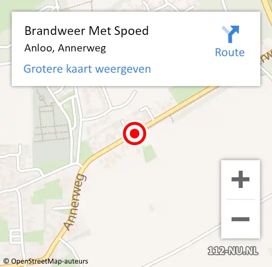 Locatie op kaart van de 112 melding: Brandweer Met Spoed Naar Anloo, Annerweg op 1 februari 2014 02:27