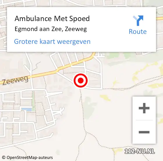 Locatie op kaart van de 112 melding: Ambulance Met Spoed Naar Egmond aan Zee, Zeeweg op 10 september 2017 00:48