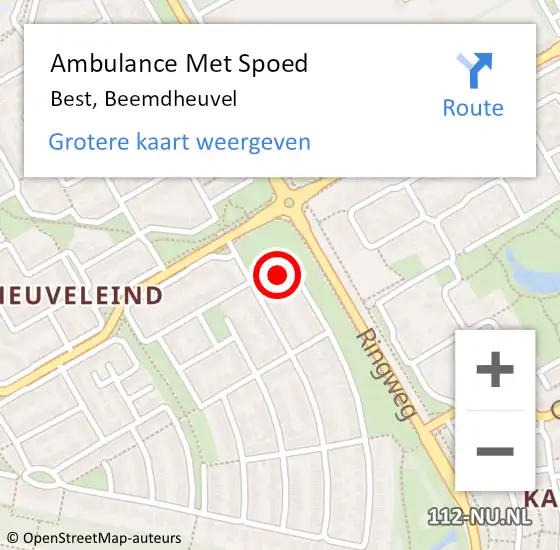 Locatie op kaart van de 112 melding: Ambulance Met Spoed Naar Best, Beemdheuvel op 10 september 2017 01:04