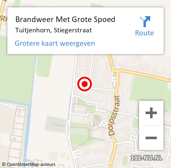 Locatie op kaart van de 112 melding: Brandweer Met Grote Spoed Naar Tuitjenhorn, Stiegerstraat op 10 september 2017 01:18