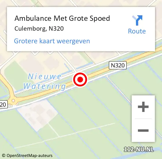 Locatie op kaart van de 112 melding: Ambulance Met Grote Spoed Naar Culemborg, N320 op 10 september 2017 03:59