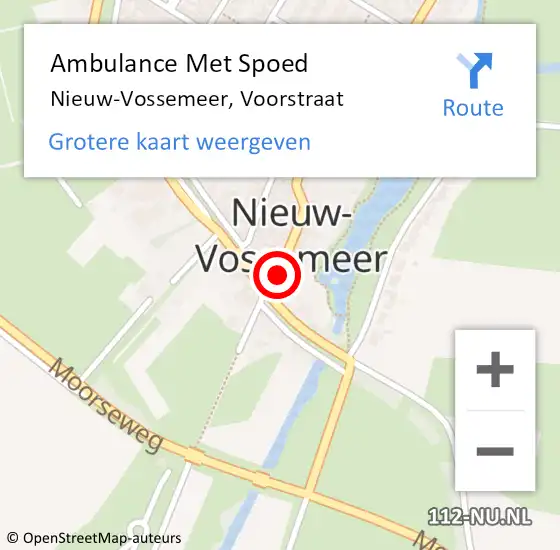 Locatie op kaart van de 112 melding: Ambulance Met Spoed Naar Nieuw-Vossemeer, Voorstraat op 10 september 2017 04:15