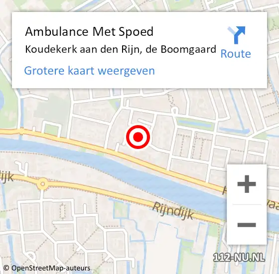 Locatie op kaart van de 112 melding: Ambulance Met Spoed Naar Koudekerk aan den Rijn, de Boomgaard op 10 september 2017 04:22