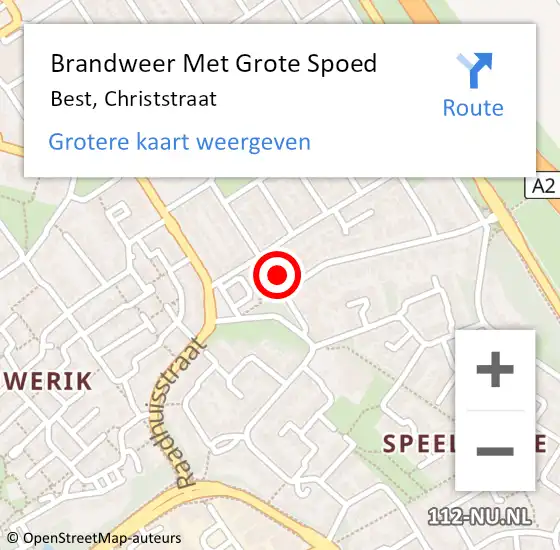 Locatie op kaart van de 112 melding: Brandweer Met Grote Spoed Naar Best, Christstraat op 10 september 2017 04:54