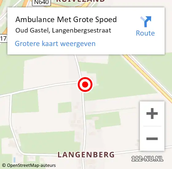 Locatie op kaart van de 112 melding: Ambulance Met Grote Spoed Naar Oud Gastel, Langenbergsestraat op 10 september 2017 06:56