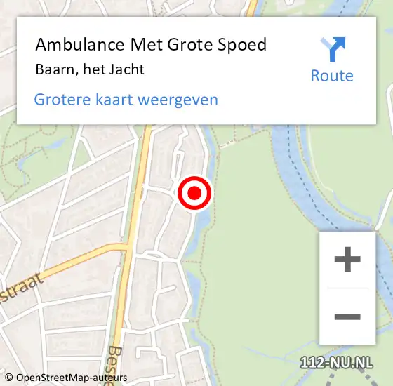 Locatie op kaart van de 112 melding: Ambulance Met Grote Spoed Naar Baarn, het Jacht op 10 september 2017 07:59