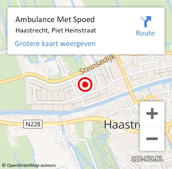 Locatie op kaart van de 112 melding: Ambulance Met Spoed Naar Haastrecht, Piet Heinstraat op 10 september 2017 08:01