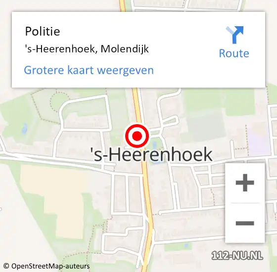 Locatie op kaart van de 112 melding: Politie 's-Heerenhoek, Molendijk op 10 september 2017 08:42